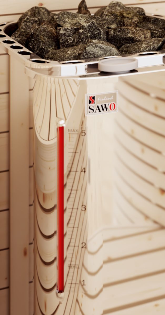 COMBI SAWO SAUNA HEATER STAINLESS WATERTANK CLOSEUP