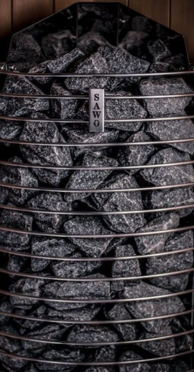 TOWERS SAWO SAUNA HEATER METAL FINNISH OLIVINE DIABASE STONES CLOSEUP